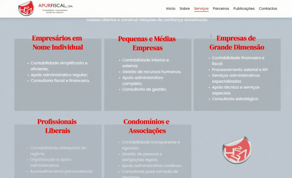 Website da Apurfiscal, desenvolvido pela DH Solutions